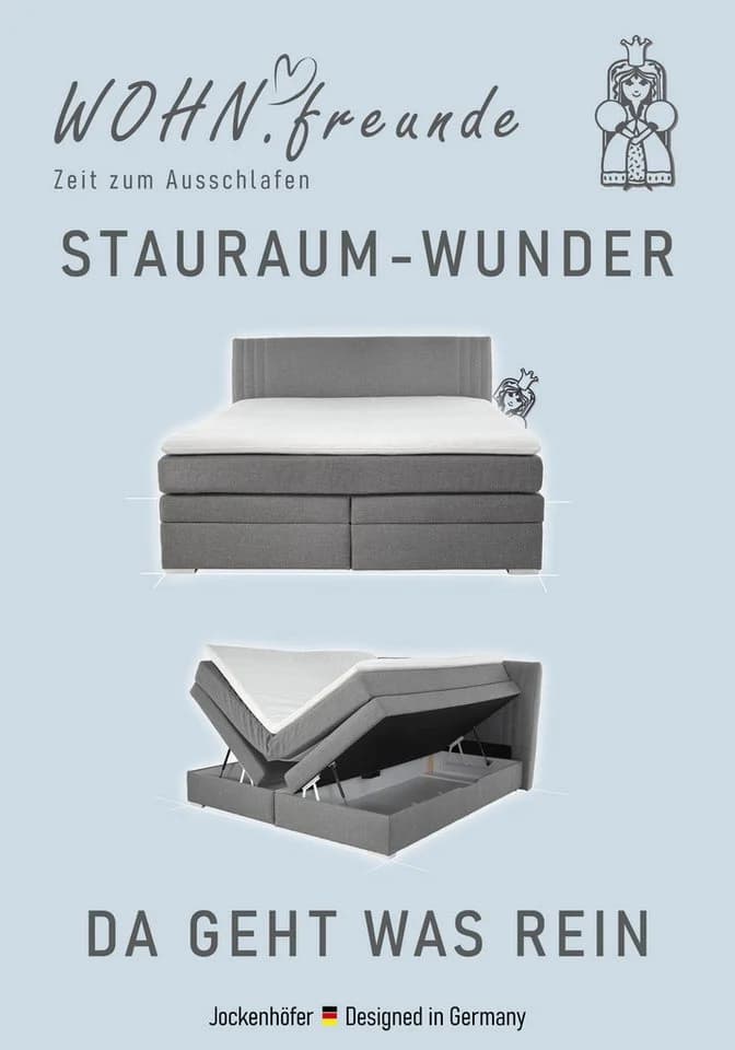 Jockenhöfer Boxspringbett Amira mit Bettkasten und Topper Dunkelblau - Bild 3