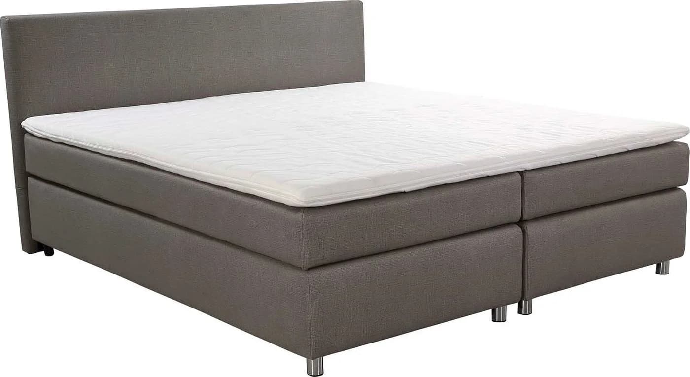 Boxbett Altona grau-beige mit 2 Matratzen und Topper