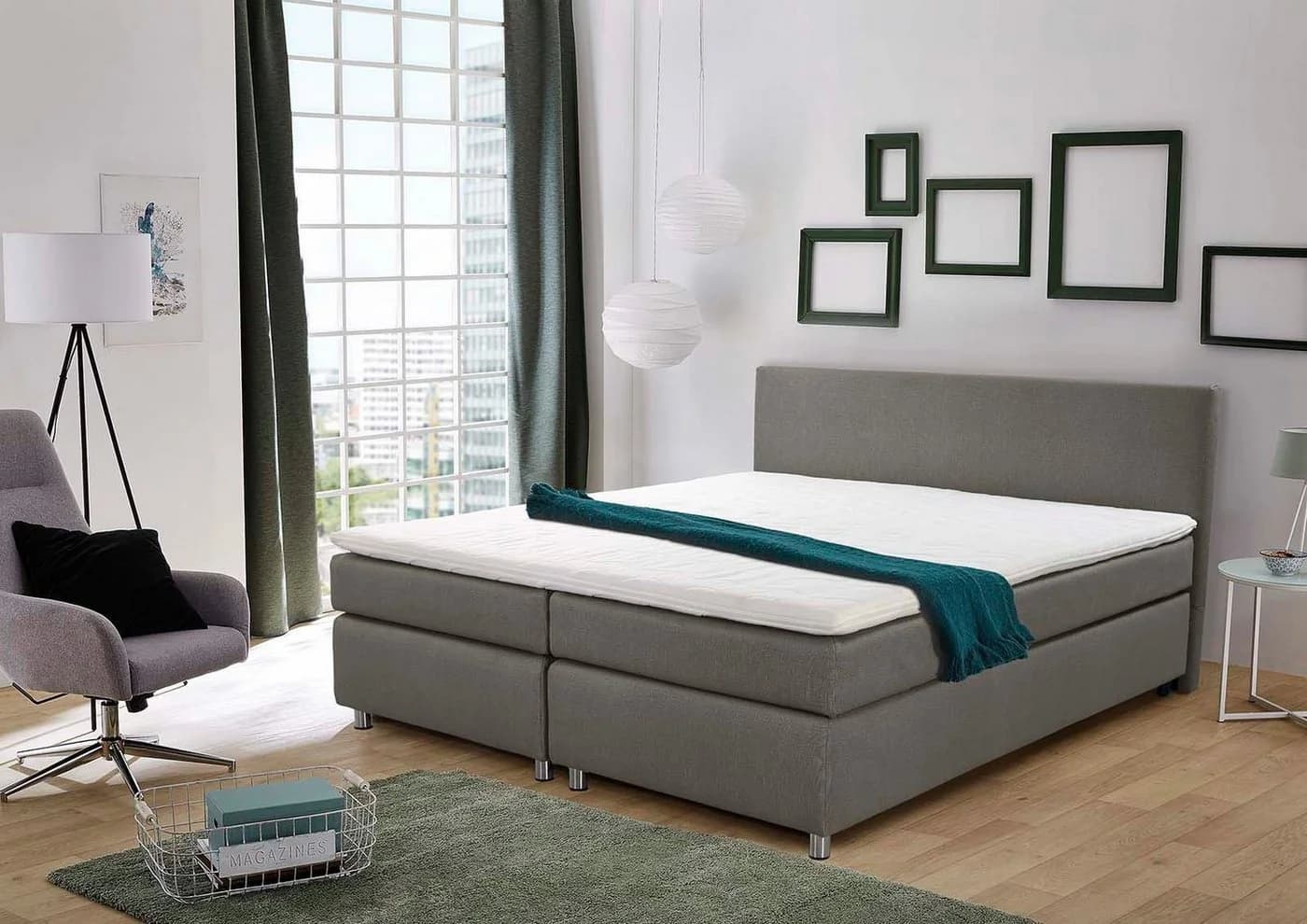 Boxbett Altona grau-beige mit 2 Matratzen und Topper - Bild 2