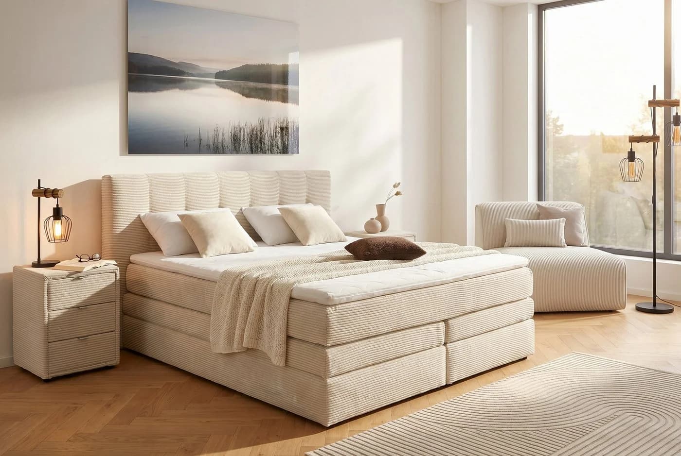 Jockenhöfer Gruppe Amy Boxspringbett Beige mit Bettkasten - Bild 2