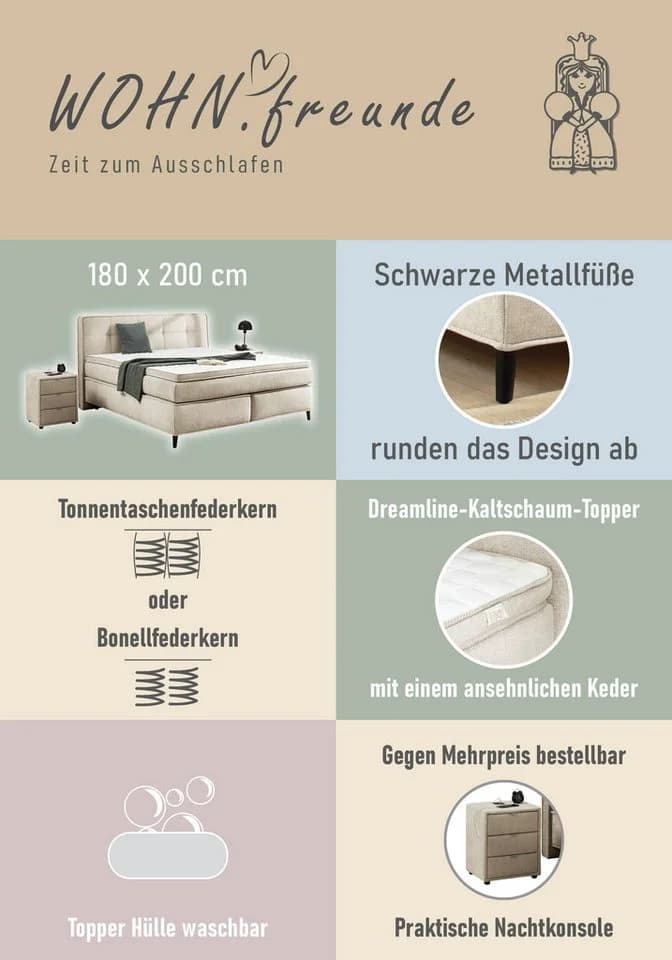 Jockenhöfer Boxspringbett Capello Grau 7-Zonen-TTFK-Matratze - Bild 4