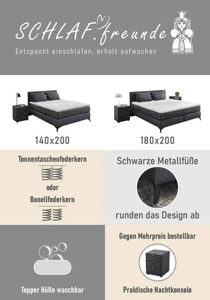 Boxspringbett Paulina Beige mit Topper und Kissen Jockenhöfer - Bild 4