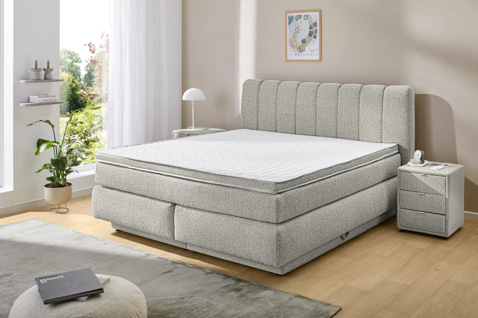 Jockenhöfer Boxspringbett Tilda mit Bettkasten grau