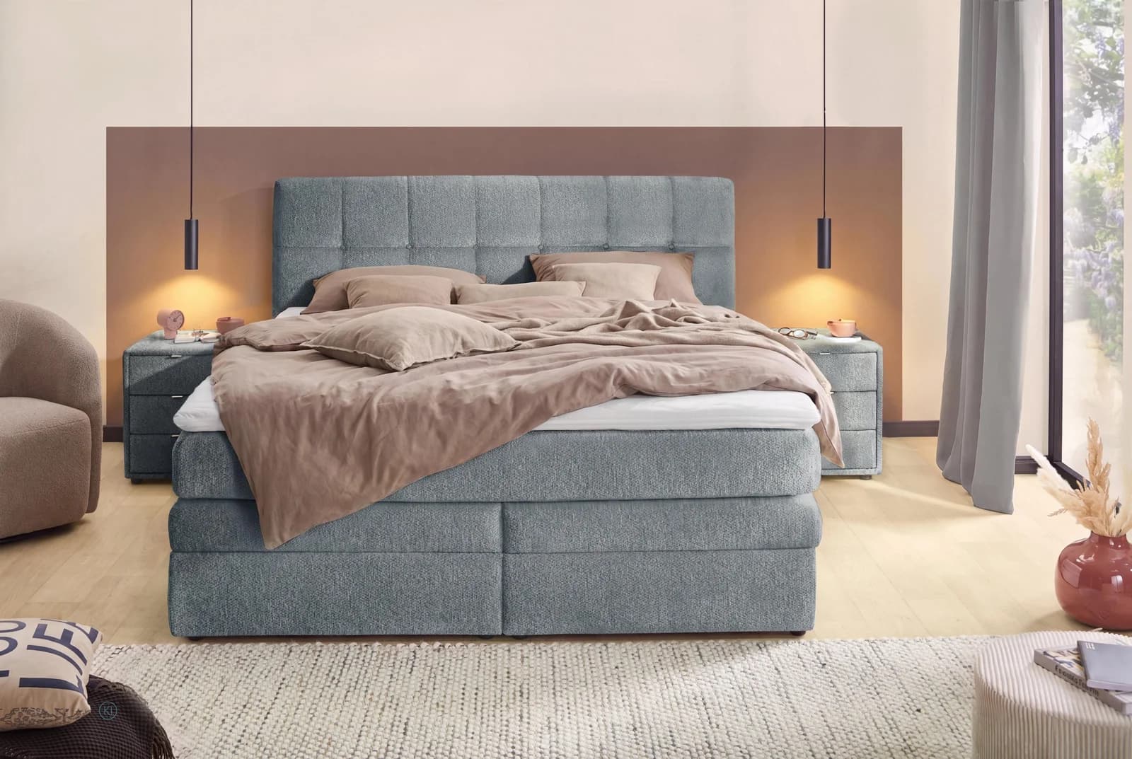 Jockenhöfer Boxspringbett Amy mit Bettkasten grau