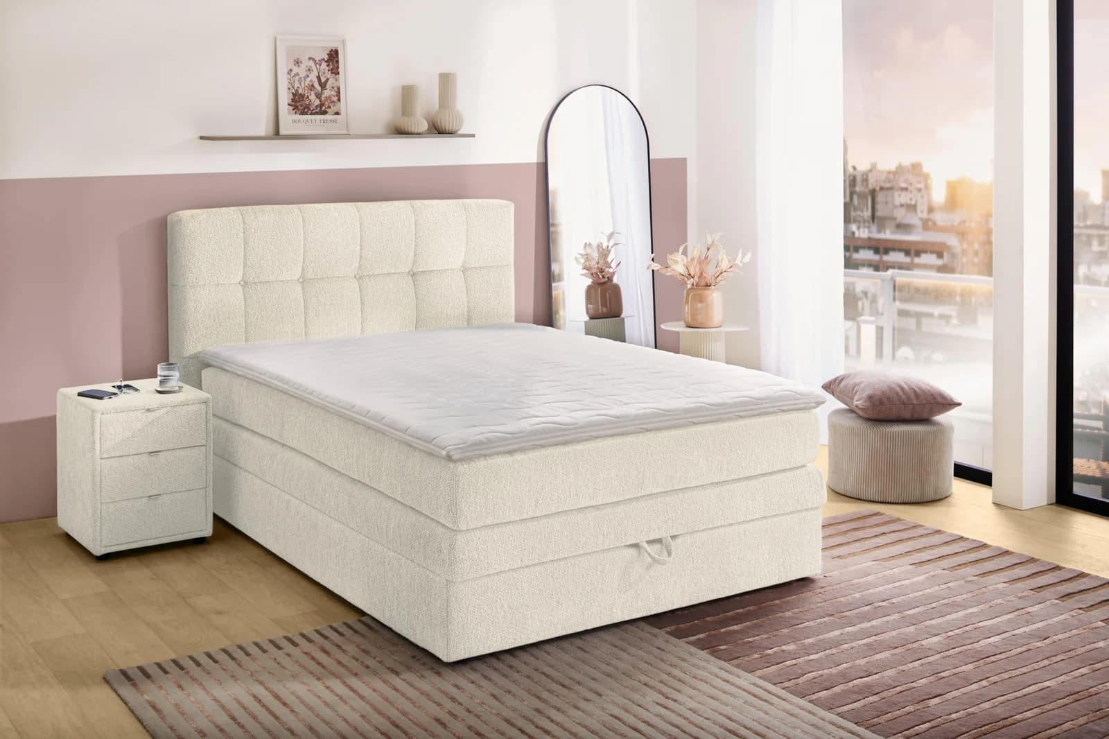 Jockenhöfer Boxspringbett Amy mit Bettkasten Beige