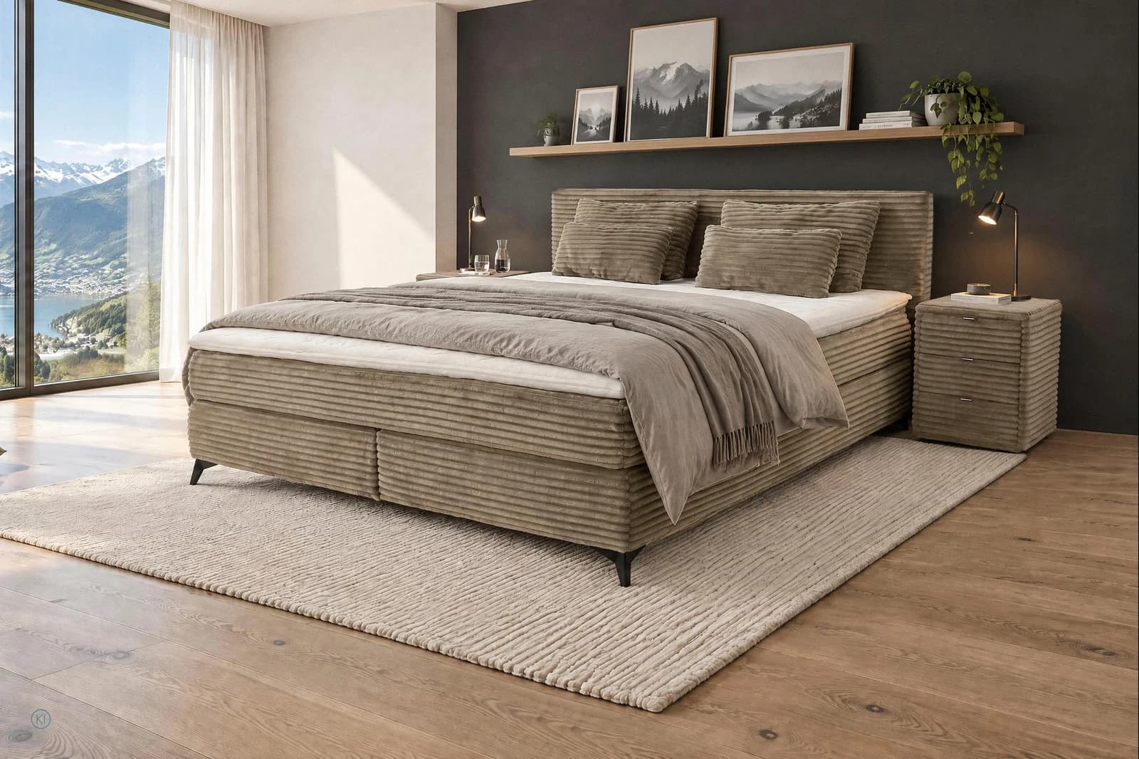 Jockenhöfer Boxspringbett Paulina Beige mit Matratze H4
