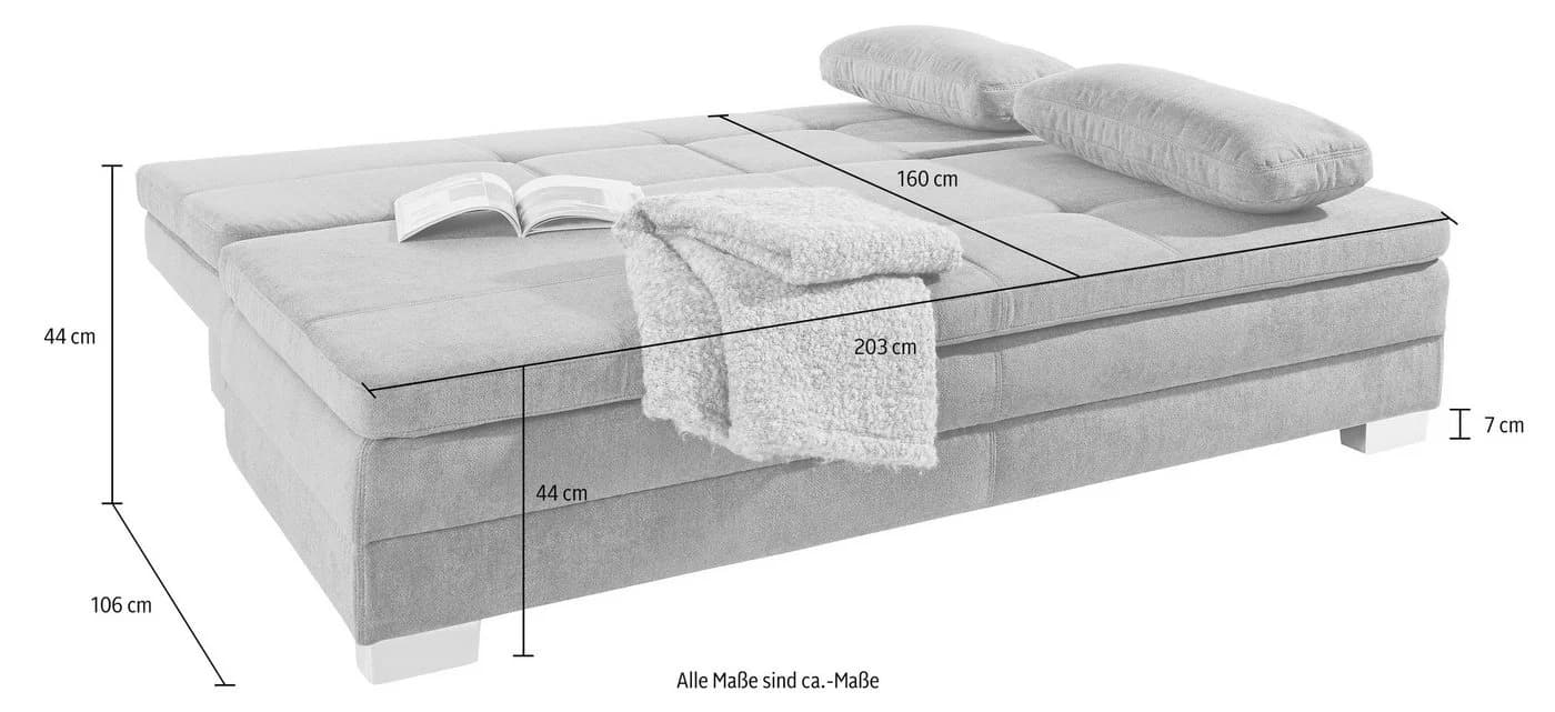 Jockenhöfer Schlafsofa Lindau Dunkelgrau mit Bettkasten - Bild 4
