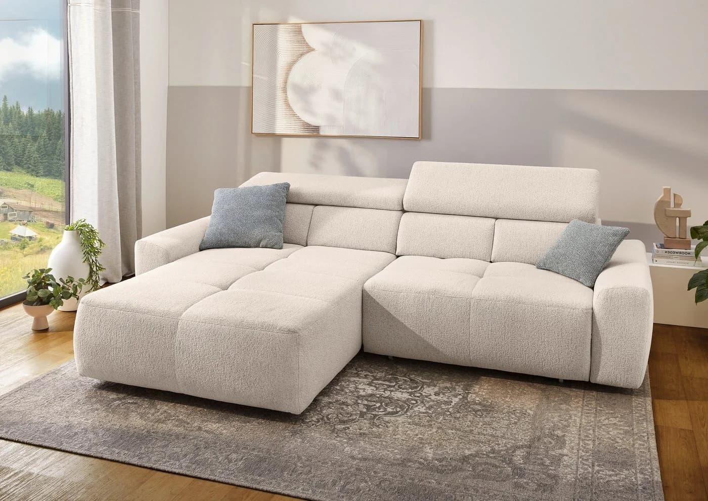 Jockenhöfer Gruppe Ecksofa Unos L-Form mit 60cm elektrischer Sitztiefenverstellung, USB, verstellbaren Kopfstützen & Zierkissen - Bild 2