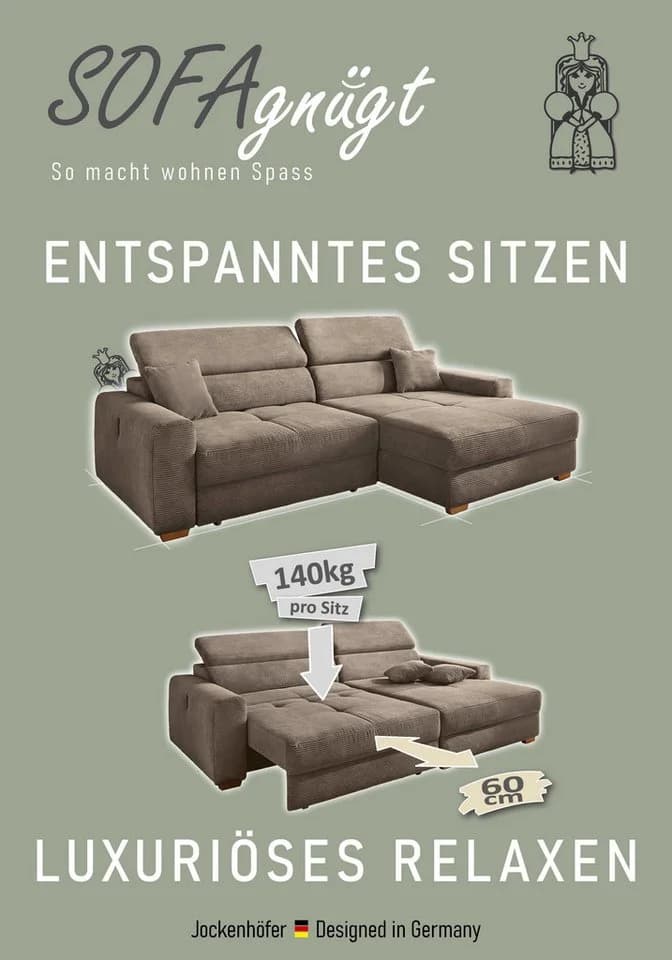 Jockenhöfer Ecksofa Slider L-Form Anthrazit mit elektr. Sitztiefenverstellung - Bild 4