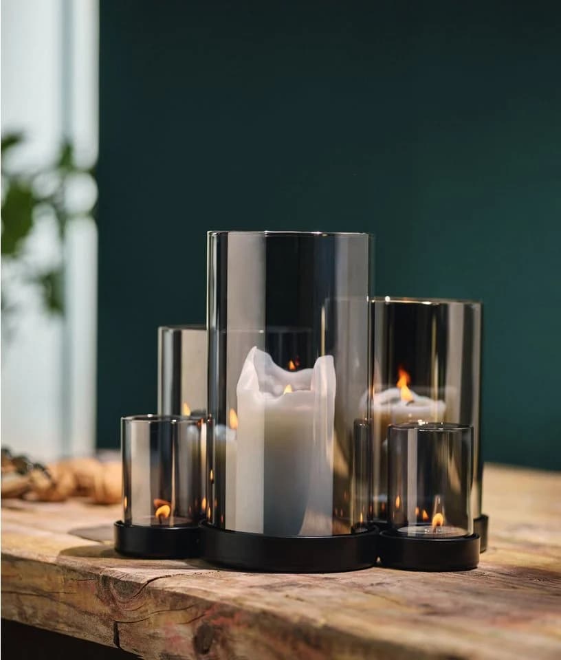 Philippi Design Windlicht Lichtermeer - Teelichthalter Glas Stahl Schwarz