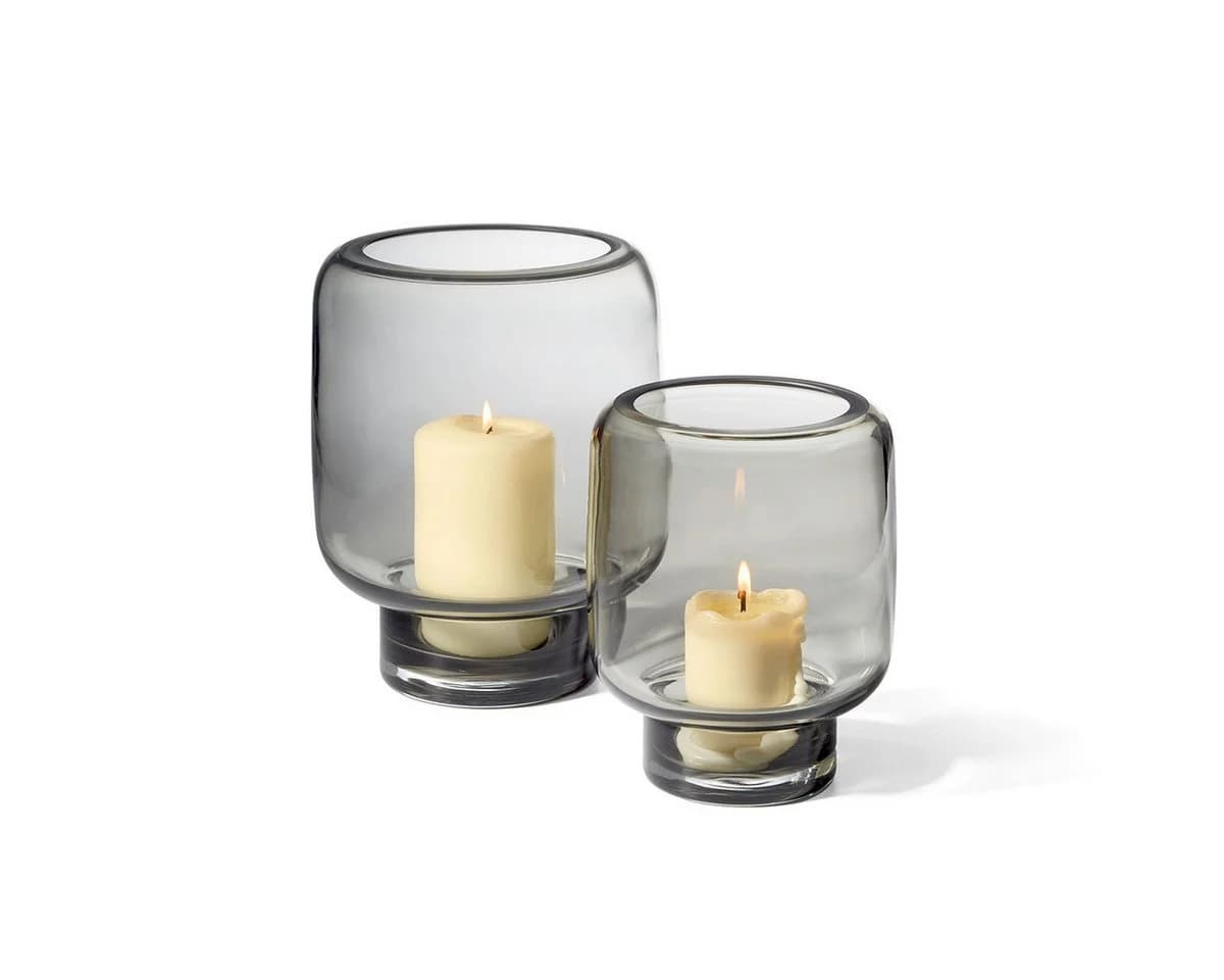 Philippi Design Windlicht Vejle Mundgeblasenes Glas Grau-Braun