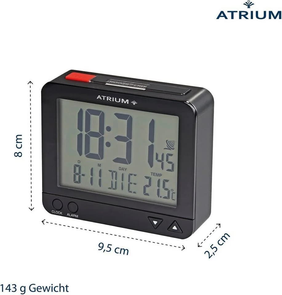 Atrium Funkwecker A760 Schwarz mit Schlummerfunktion und Temperaturanzeige - Bild 4