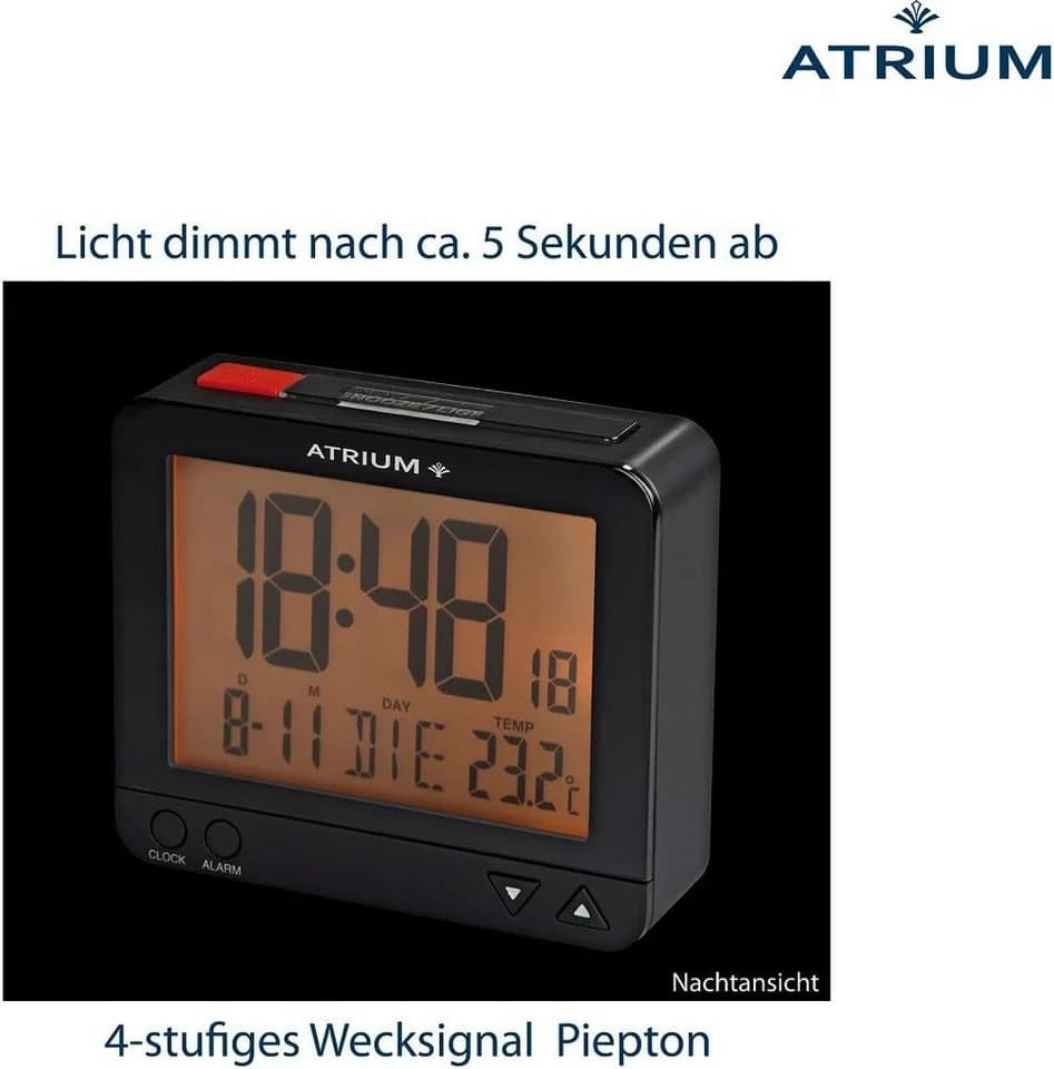 Atrium Funkwecker A760 Schwarz mit Schlummerfunktion und Temperaturanzeige - Bild 5