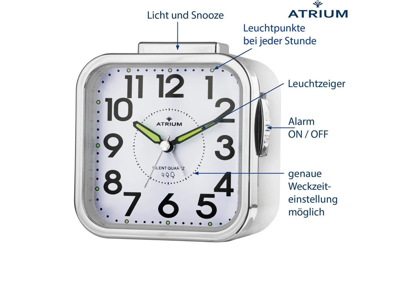 Atrium Quarzwecker A530 Glockensignal Weiß - Bild 3