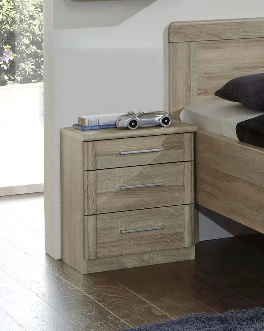 WIEMANN Nachtkonsole Meran Beige Eiche-sägerau 3 Schubladen