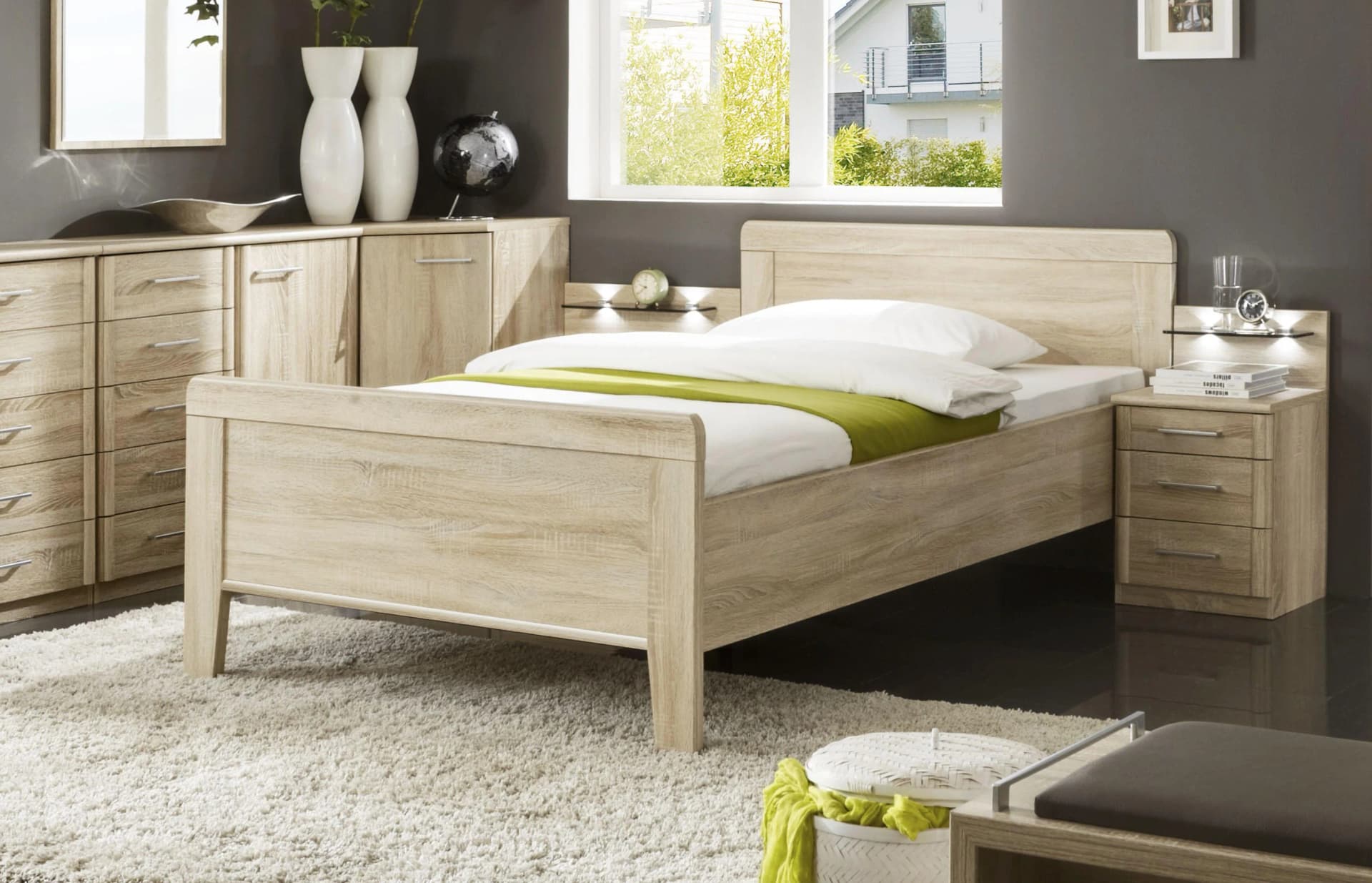 Holzbett WIEMANN Meran Eiche-sägerau Komforthöhe