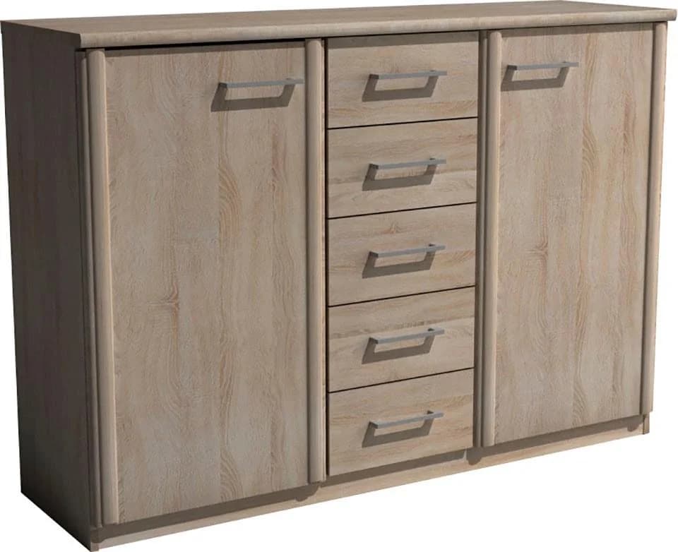WIEMANN Meran Kombikommode Beige Eiche-sägerau 5 Schubladen
