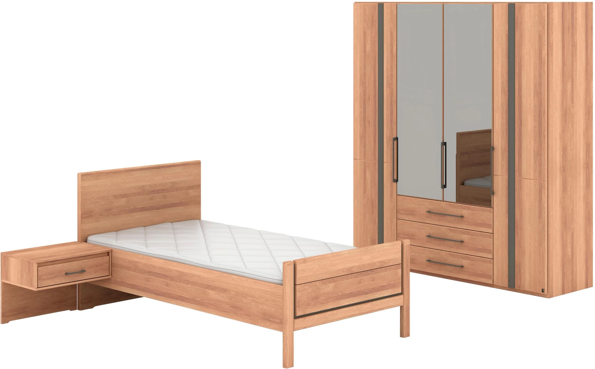 Musterring Sorrent Schlafzimmer-Set Kleiderschrank Bett Nachtkommode Eiche