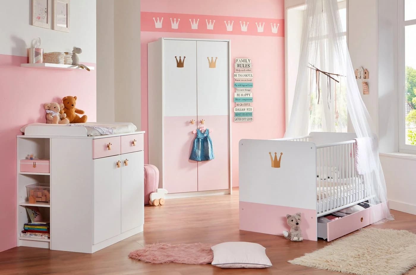 WIMEX Wickelkommode Cindy2 Rosa Weiß mit Soft-Close