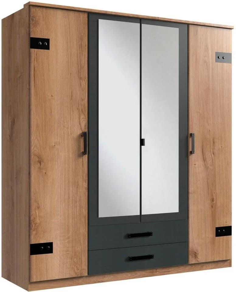 WIMEX Kleiderschrank Cork Industrial Design Grau Braun - Bild 2