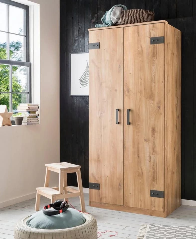 WIMEX Kleiderschrank Liverpool Grau Plankeneiche Nachbildung