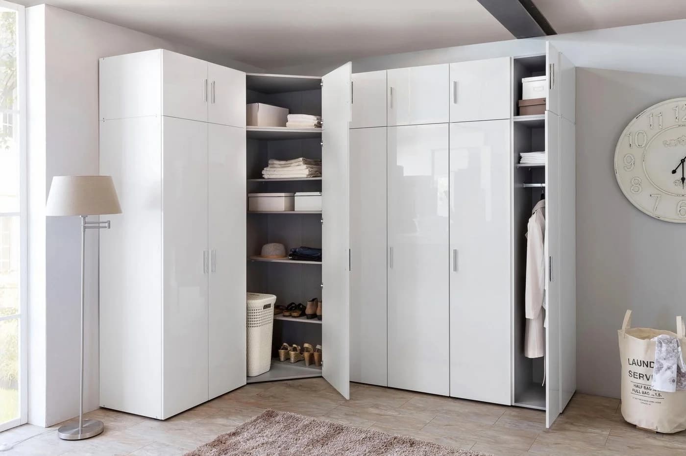 WIMEX Malta Drehtürenschrank Weiß Hochglanz - Bild 3
