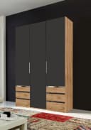 WIMEX Level Kleiderschrank Grau Braun 3-Türig mit Schubladen Bild 2
