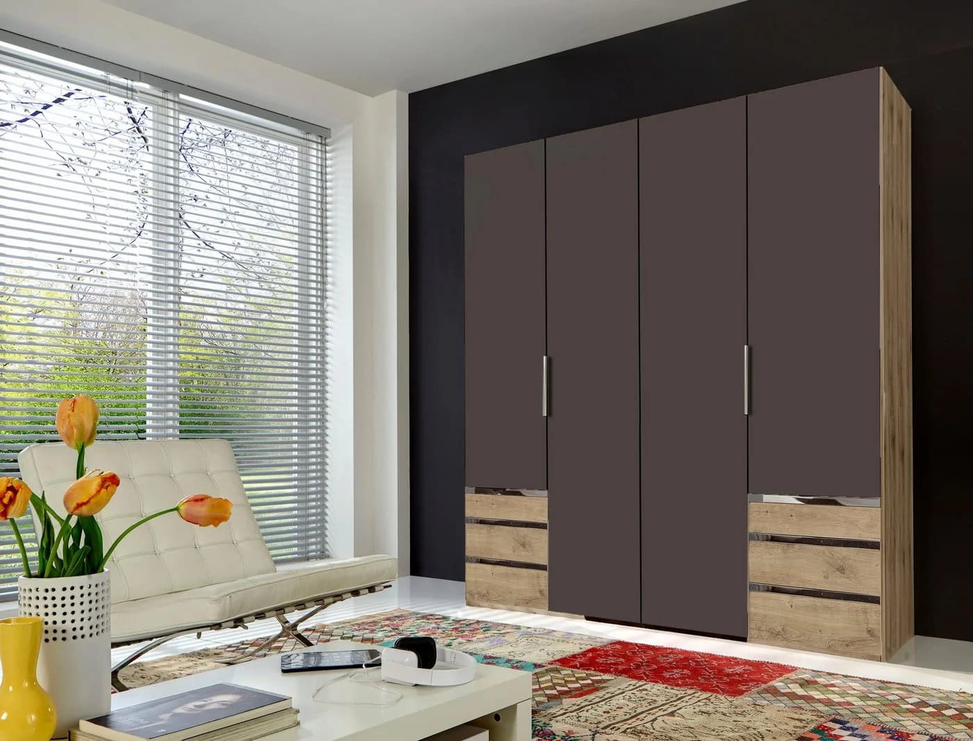 WIMEX Level Kleiderschrank Grau 4 Türen 6 Schubladen - Bild 2