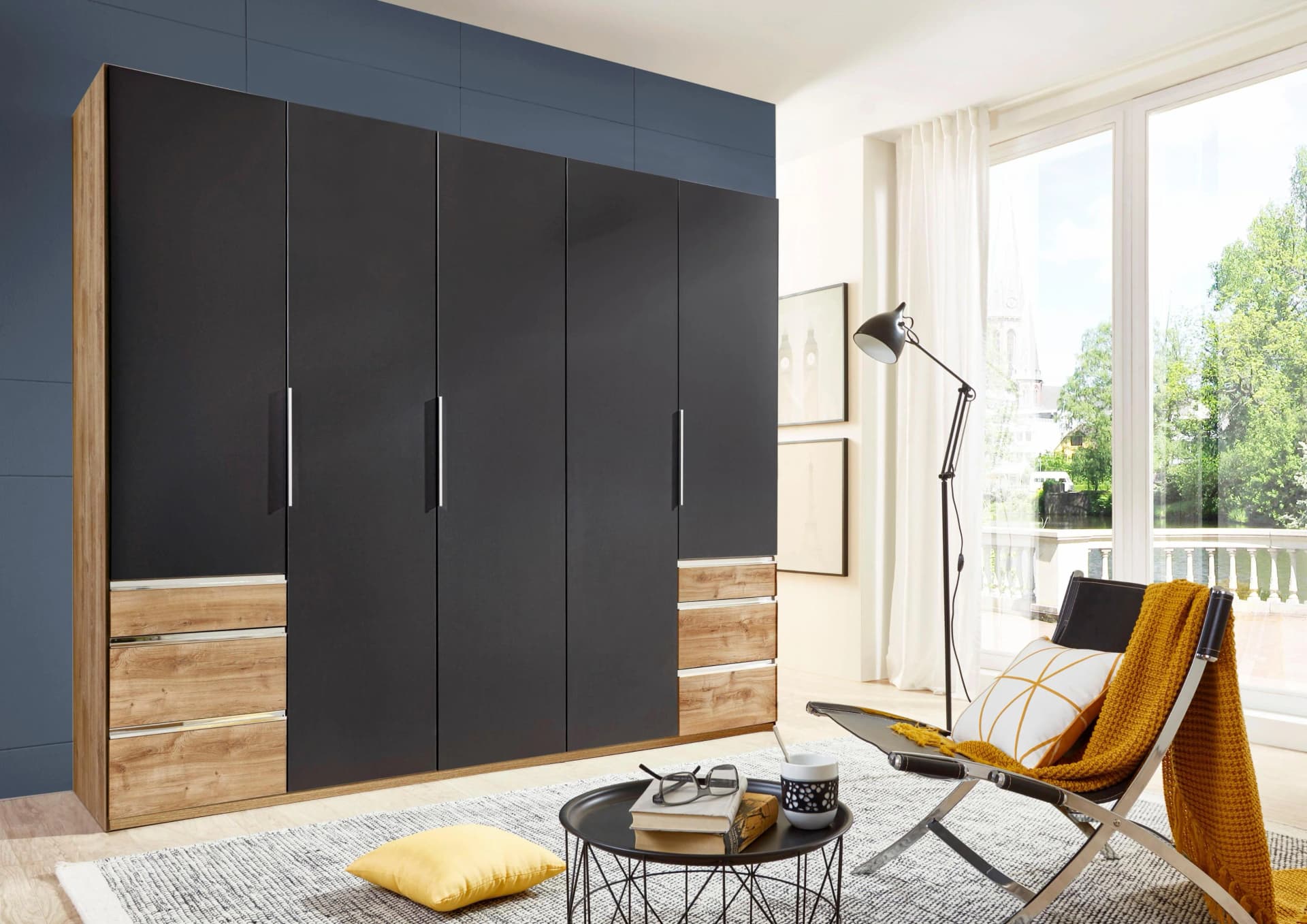 WIMEX Level Kleiderschrank Grau Plankeneiche 5 Türen Schubladen - Bild 2