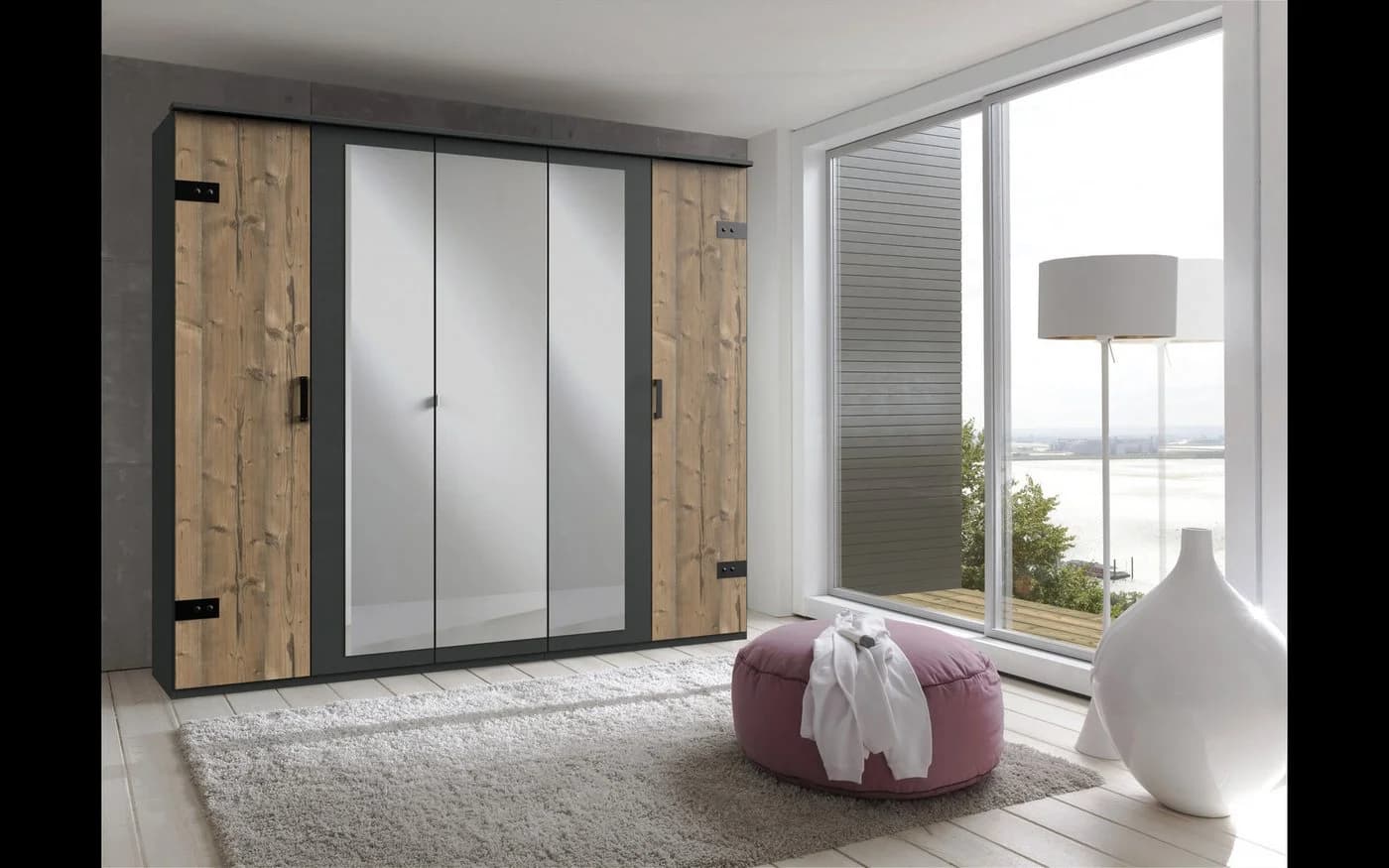 WIMEX Kleiderschrank Stockholm Industrial Design 5 Türen