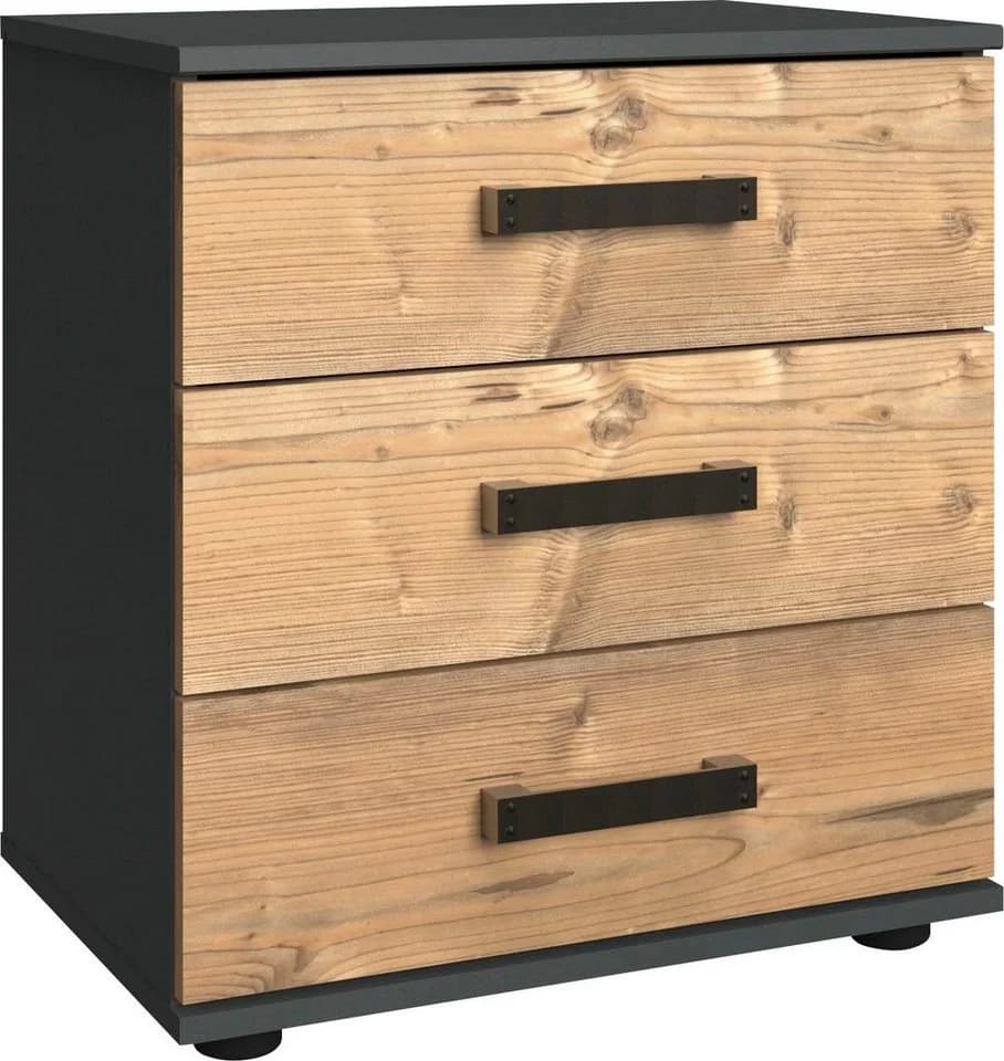 WIMEX Nachttisch Stockholm 52cm Industrial Look Grau/Schwarz - Bild 2