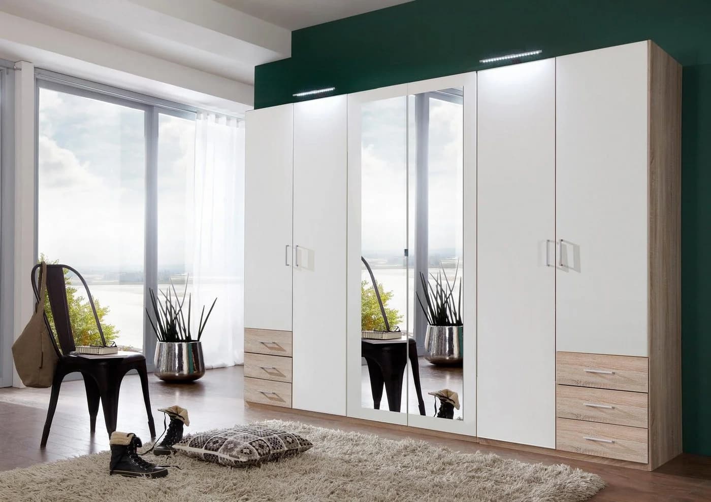 WIMEX Kleiderschrank Fügen Weiß mit Spiegeln - Bild 2