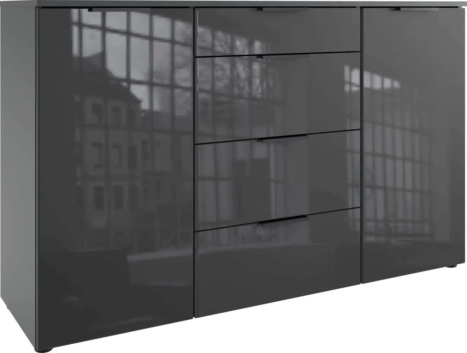 WIMEX Kombikommode Level36 Graphit Glas Grau Soft-Close