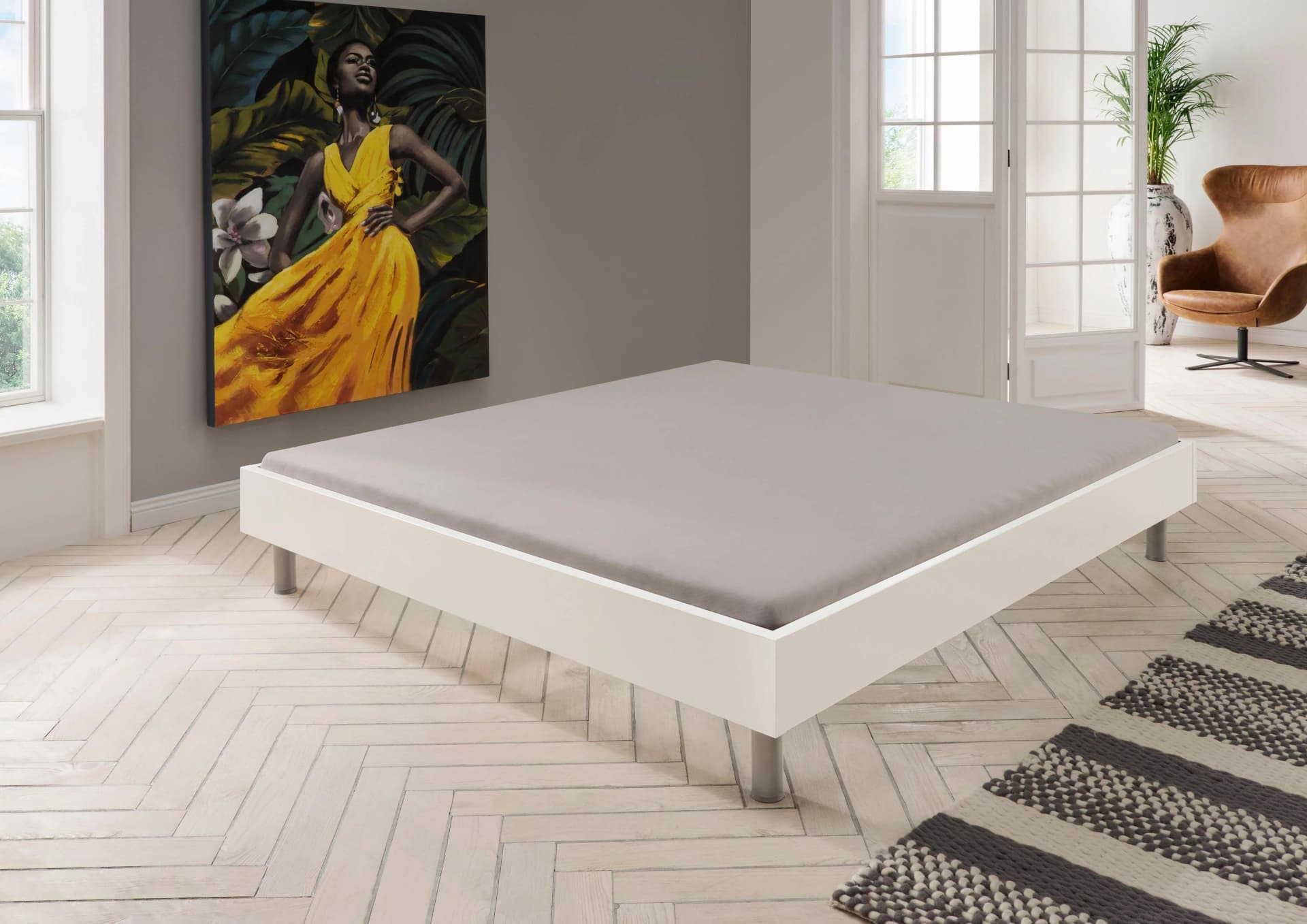WIMEX Bett Easy Weiß Alufarben 160x200 cm ohne Kopfteil