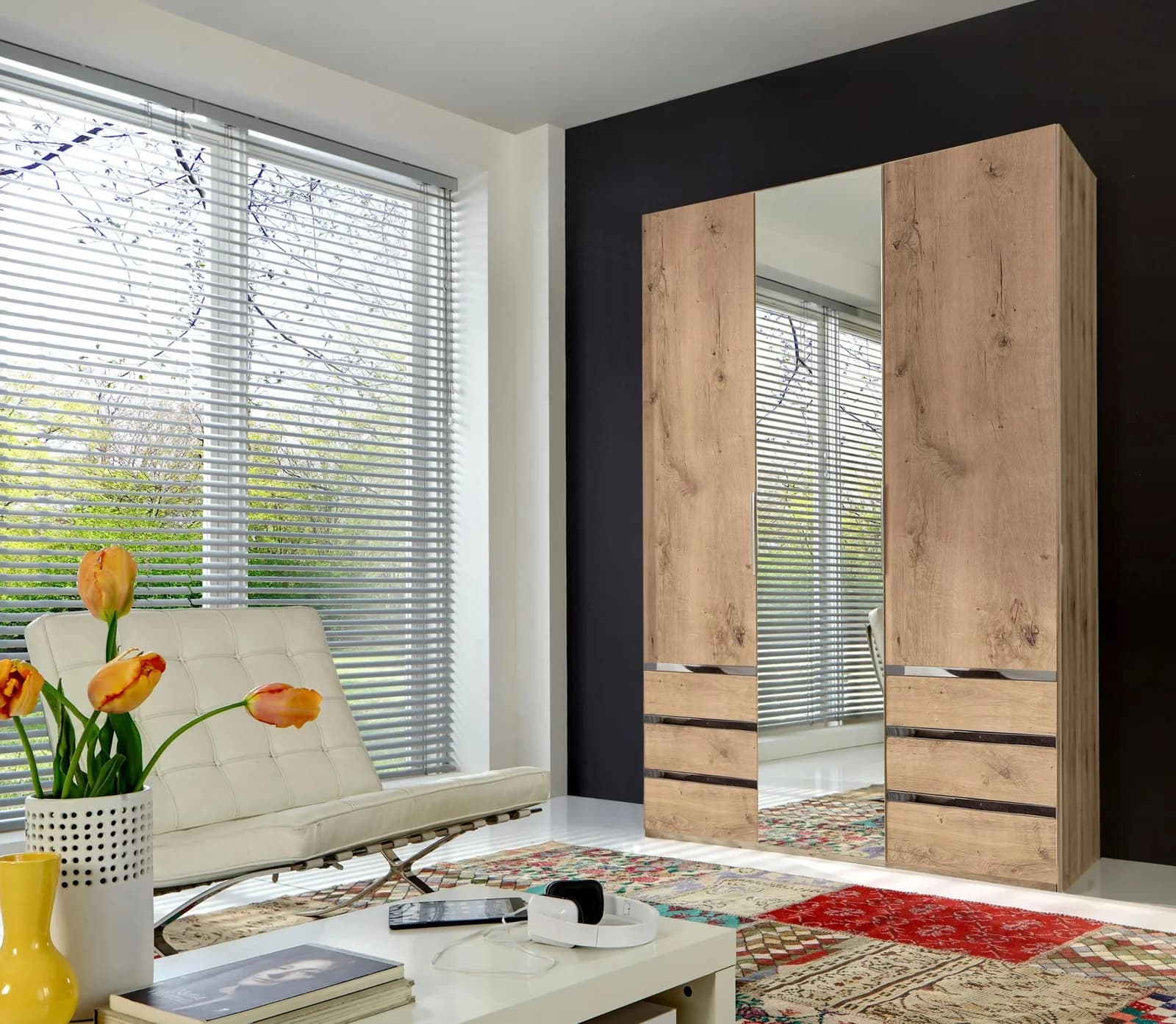 WIMEX Level Kleiderschrank Braun mit Spiegeltür und 6 Schubladen - Bild 2