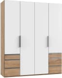 WIMEX Level Kleiderschrank Weiß Plankeneiche 4 Türen 6 Schubladen Bild 1