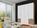 WIMEX Level Kleiderschrank Weiß Plankeneiche 4 Türen 6 Schubladen Bild 2