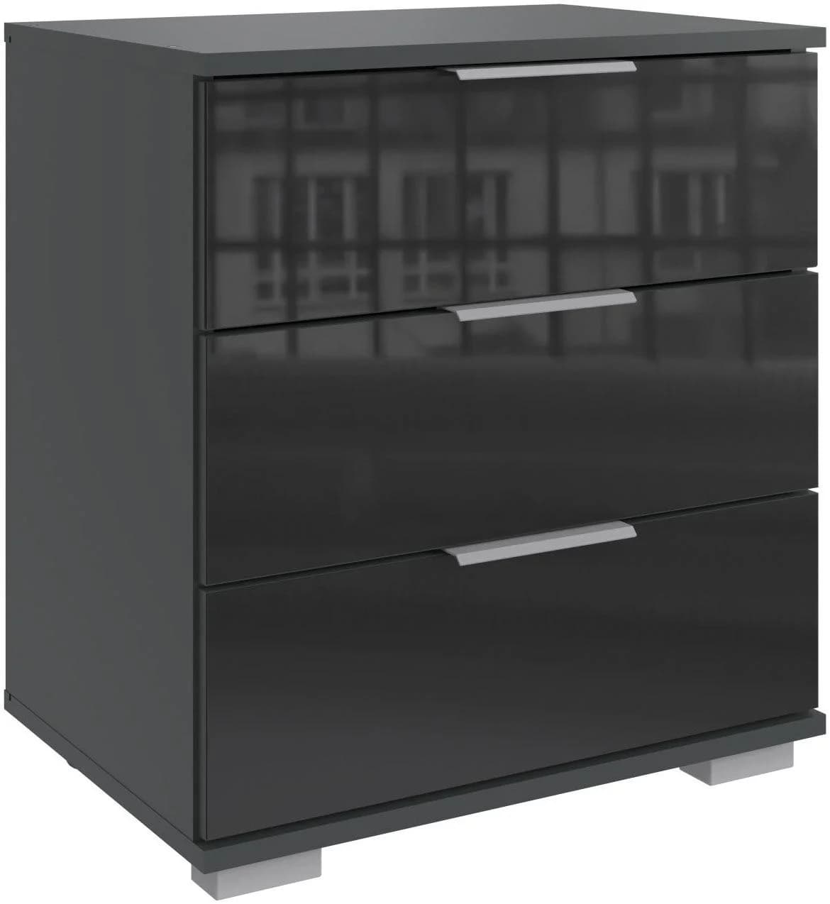 WIMEX Nachtkonsole Easy Schwarz Glasfront 3 Schubladen
