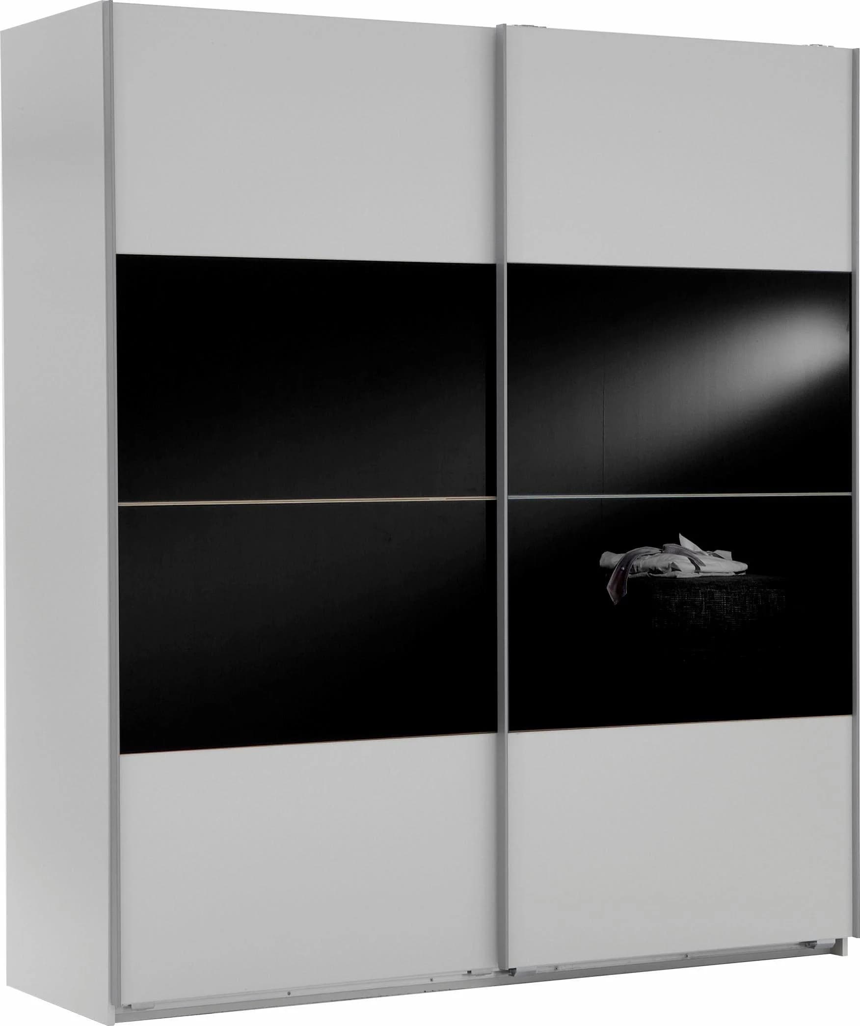WIMEX Easy Schwebetürenschrank Weiß/Schwarzglas 135cm