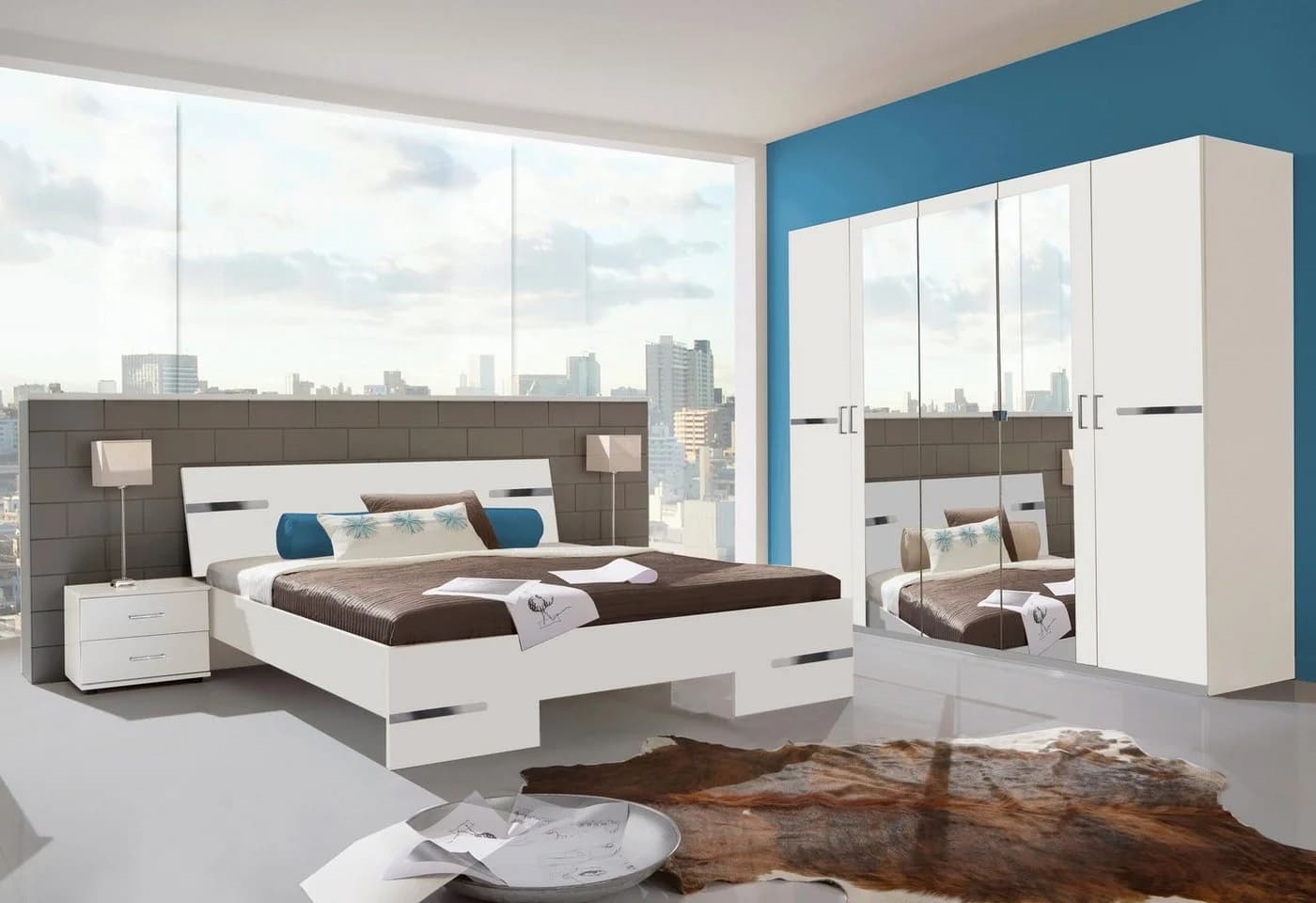 Wimex Schlafzimmer-Set Anna 4-tlg. Weiß mit Chrom