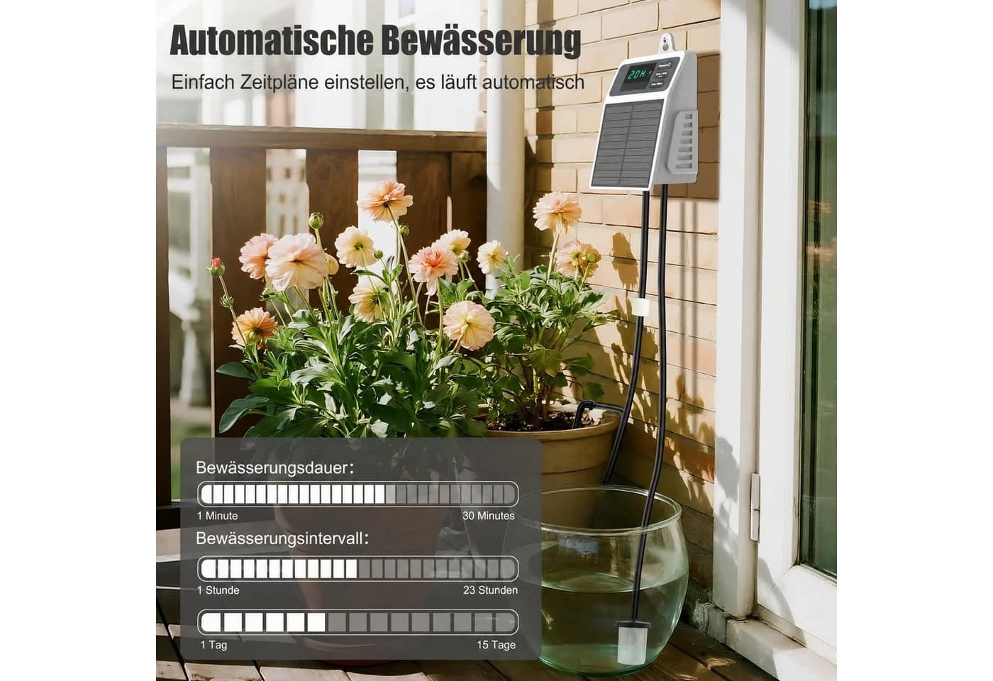 Blossom Solar Bewässerungssystem Automatisch mit 15 Tropfern & 10m Schlauch