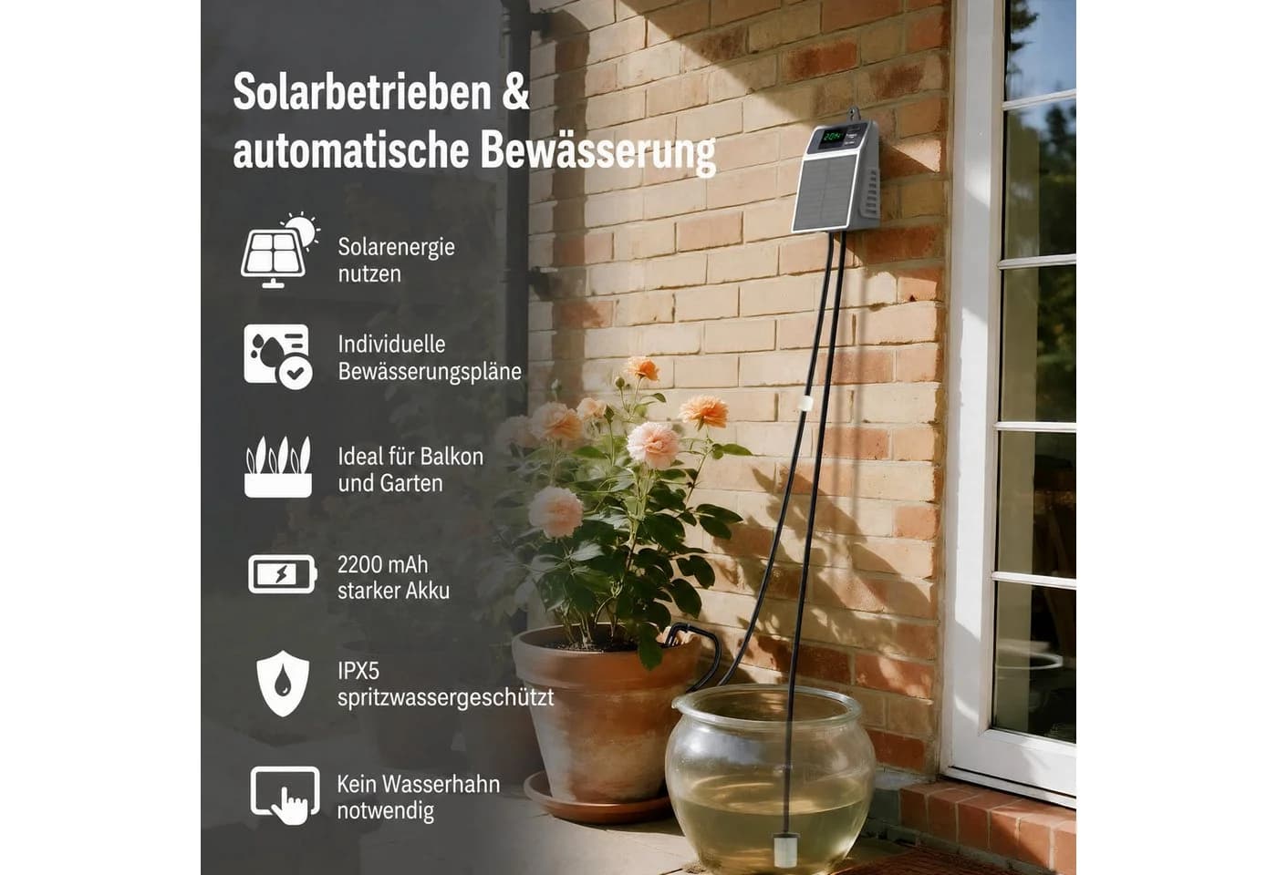 Blossom Solar Bewässerungssystem Automatisch mit 15 Tropfern & 10m Schlauch - Bild 3
