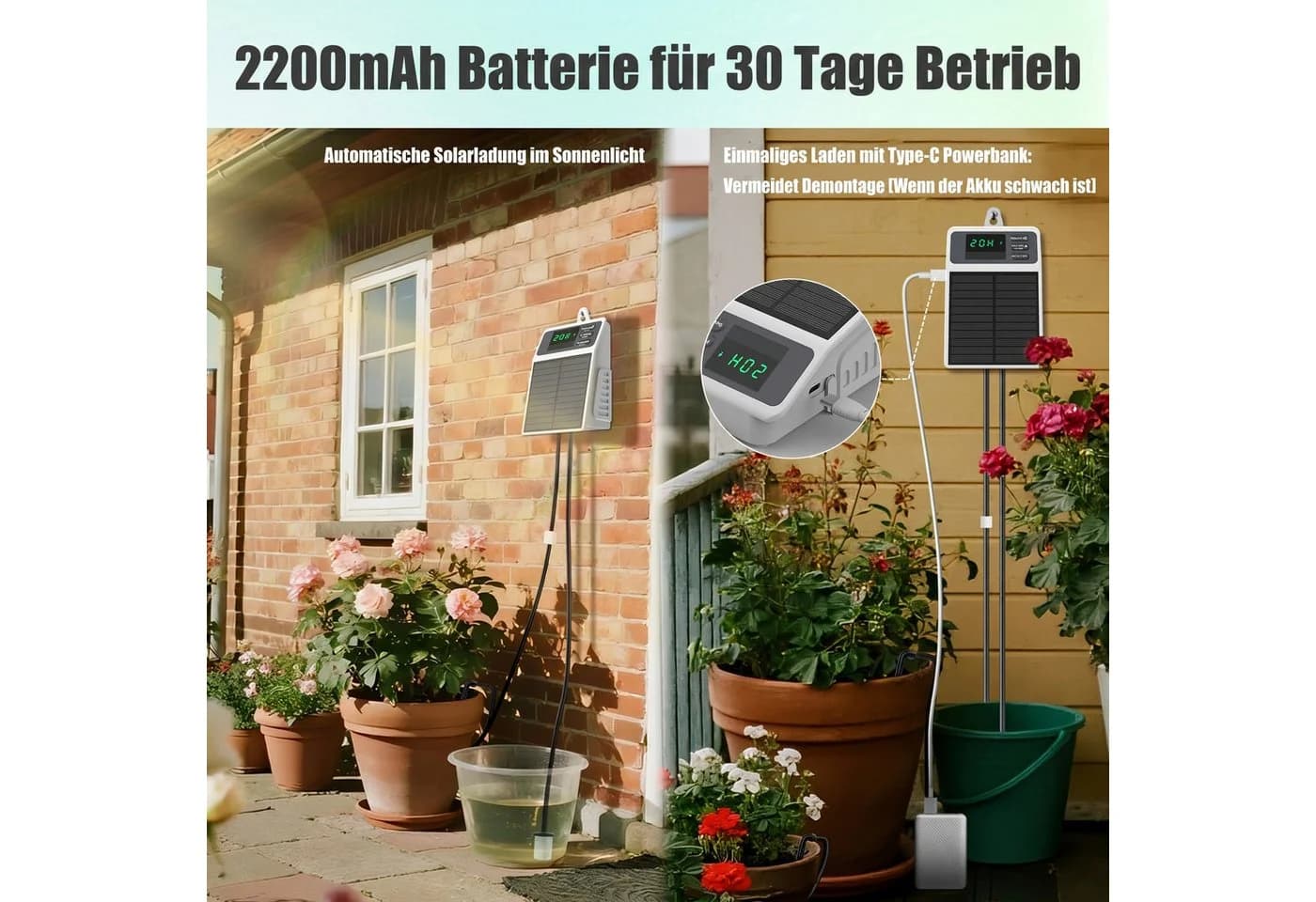 Blossom Solar Bewässerungssystem Automatisch mit 15 Tropfern & 10m Schlauch - Bild 5