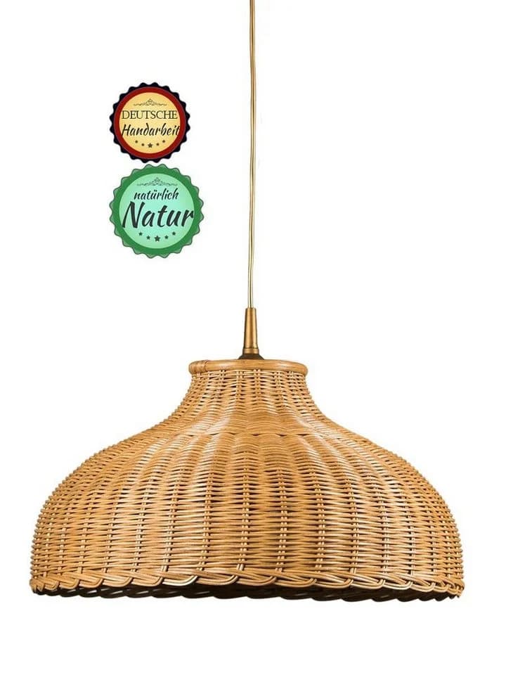 Helios Leuchten Pendelleuchte Rattan Honig Landhausstil