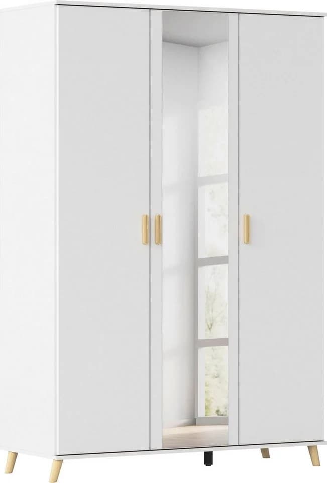 Rauch Kleiderschrank Falun Weiß Skandi-Look mit Spiegel - Bild 2