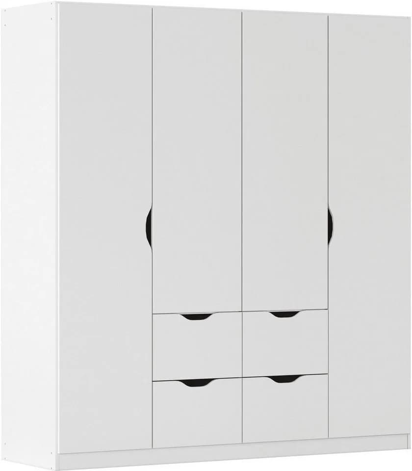 Rauch Kleiderschrank Freising Weiß mit Griffmulden und Schubkästen - Bild 2