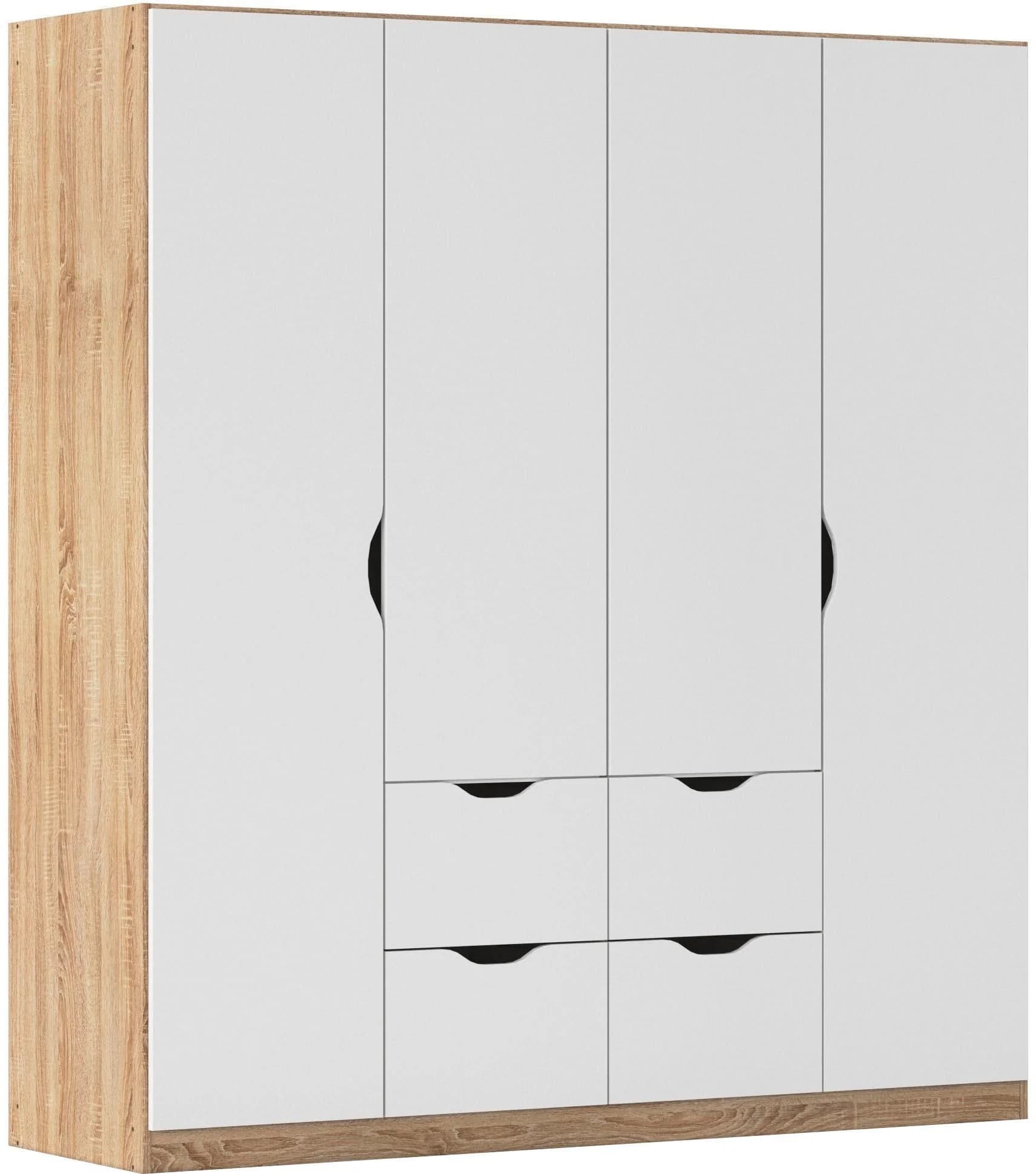Rauch Freising Kleiderschrank Weiß Griffmulden Schubkästen