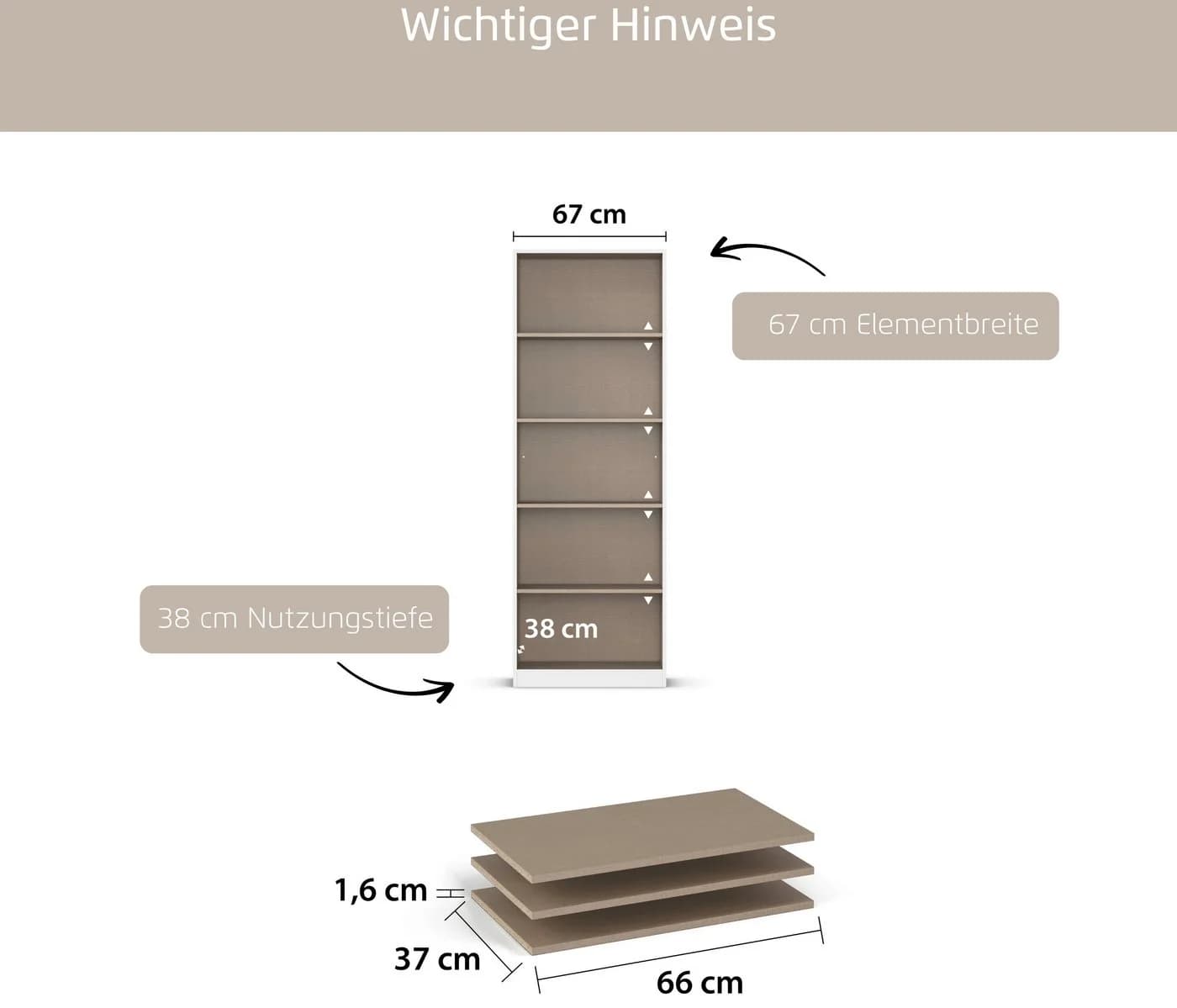 Rauch Einlegeboden Leinenoptik Hell für MINOSA Schränke - Bild 3