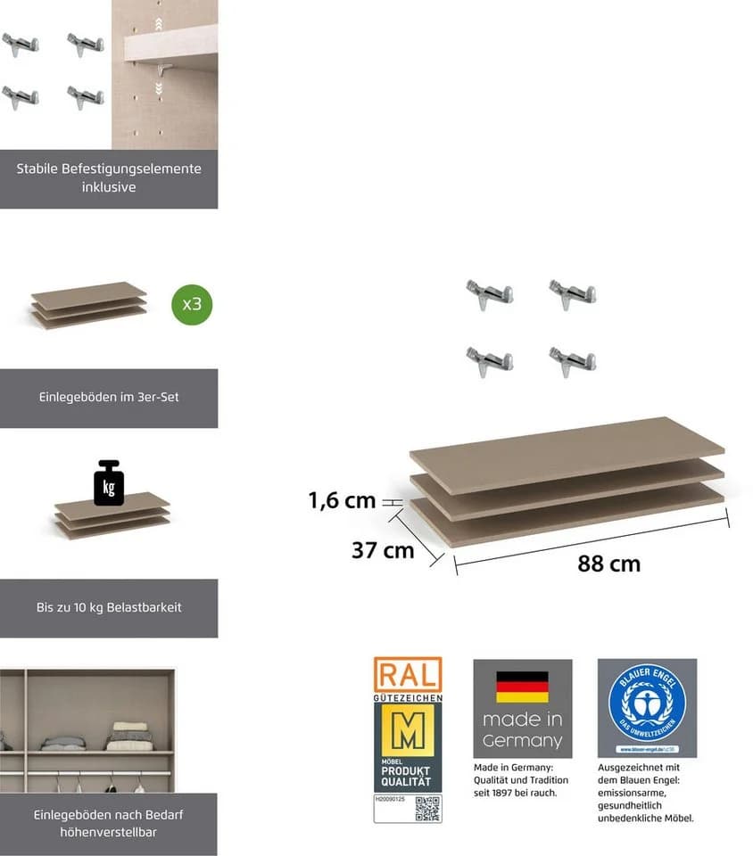 Rauch Einlegeboden weiß Leinenoptik für MINOSA Schränke - Bild 3