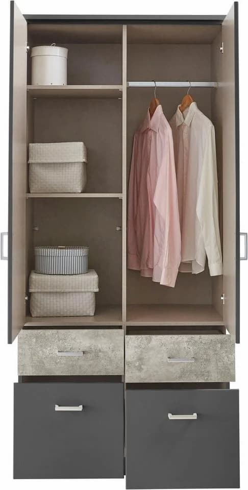 Rauch Kleiderschrank Bremen Grau Metallic - Bild 5